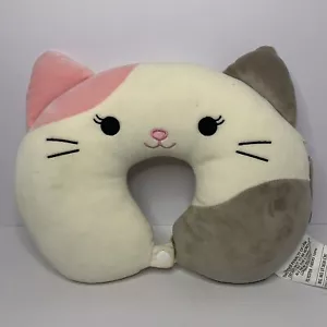 Official KellyToy Squishmallow 12-inch Neck Travel Pillow - KARINA Pink Gray Cat - Picture 1 of 3
