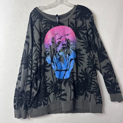 Sudadera Top Torrid Sleep Plus Talla 4X Gris Tropical Puesta de Sol Calavera Salón Foto 1 de 4