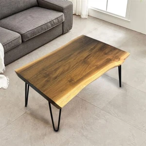 Rustic Teak Live Edge Small Coffee Table Mid-Century Modern Table Home Decor - Picture 1 of 39