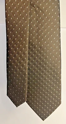 VINTAGE VITALIK MEN'S TIE 100% MICROFIBER MADE IN CHINA Dark Brown W/ White Dots - Image 1 of 4