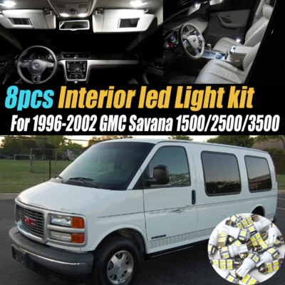 8Pc Car Interior LED White Light Bulb Kit 1996-2002 GMC Savana 1500/2500/3500 - Image 1 of 4