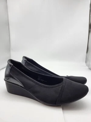 Cloudwalkers Nicole SZ 11 Wide Slip on wedge career walking shoes black Vegan - Image 1 of 4