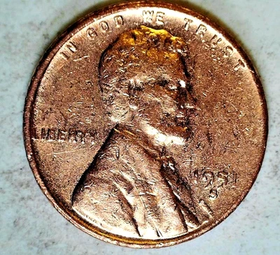 { 1951 S Lincoln Wheat Cent Reverse Lamination Alloy Mix Error ~ Unc #p1 - Image 1 of 4