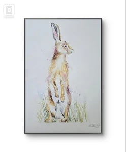 ORIGINAL watercolour painting Hare, signed by Elle Smith Art, fine art,  - Picture 1 of 9