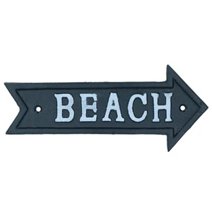 Strand Pfeil Schild Gusseisen Schild Plakette Wand Tür Zaun Tor Pfosten Haus Garten - Bild 1 von 6