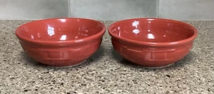Longaberger Keramik Tomate rot 7" Schüsseln groß Müsli Suppe 2er Set - Bild 1 von 8