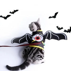 Black Cat Bat Wings With Leash Dog Bat Wing Traction Rope Cosplay Party - Picture 1 of 6