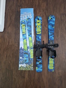 Lucky Bums Youth Beginner Skis 70mm Green Blue Youth Snow - Picture 1 of 9