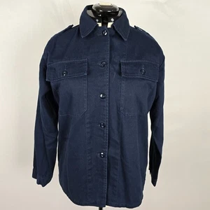 Forever 21 Denim Shirt Women's M Blue Button Up Long Sleeve Collar Pockets NWT - Picture 1 of 15