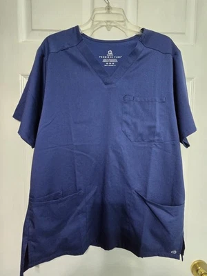 WonderWink "PREMIERE FLEX" UNISEX Scrub Top size M-NAVY V-Neck-Chest 24"/L 28.5" - Image 1 of 4