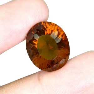 Cuarzo coñac superior natural sin calefacción corte cóncavo ovalado 8,05 quilates 15x12 mm mm piedras preciosas - Imagen 1 de 14