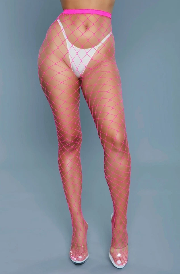 Medias de red de cintura alta Be Wicked rosa caliente Foto 1 de 1