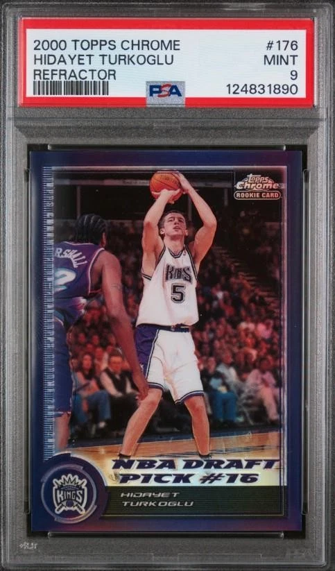 2000-01 TOPPS CHROME REFRACTOR HIDAYET TURKOGLU ROOKIE PSA 9 MINT # 176 # 84/199 - Image 1 of 1