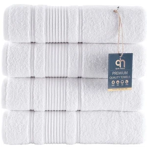 100% Turkish Cotton Bath Towel Set, Quick Dry Soft and Absorbent, 4 Premium Q... - Picture 1 of 9