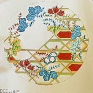 P3 Designs Lienzo Punta Aguja Pintado a Mano Mariposas Orientales Hoja 8" Diámetro - Imagen 1 de 5