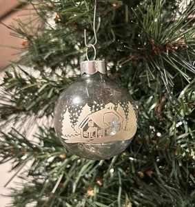 VTG WWII Corning Unsilvered 1.75 Stencil Christmas Village Tinsel Glass Ornament - Picture 1 of 7