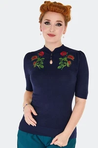 Retro Vintage Venus Flytrap Embroidered Style Sweater - Picture 1 of 5