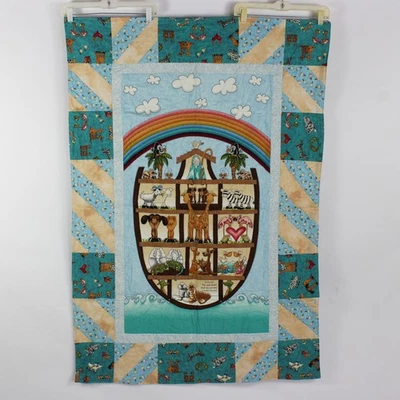 Handmade Noah's Ark Theme Baby Blanket Quilt 39" x 54" - Image 1 of 4