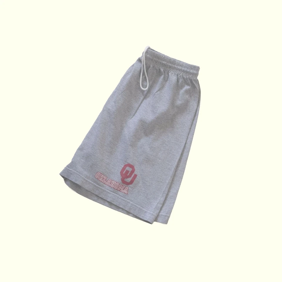 NCAA 90s Y2K OU SOONERS FOOTBALL OKLAHOMA USA MADE GRAY COTTON 5" SHORTS SZ M - Image 1 of 4