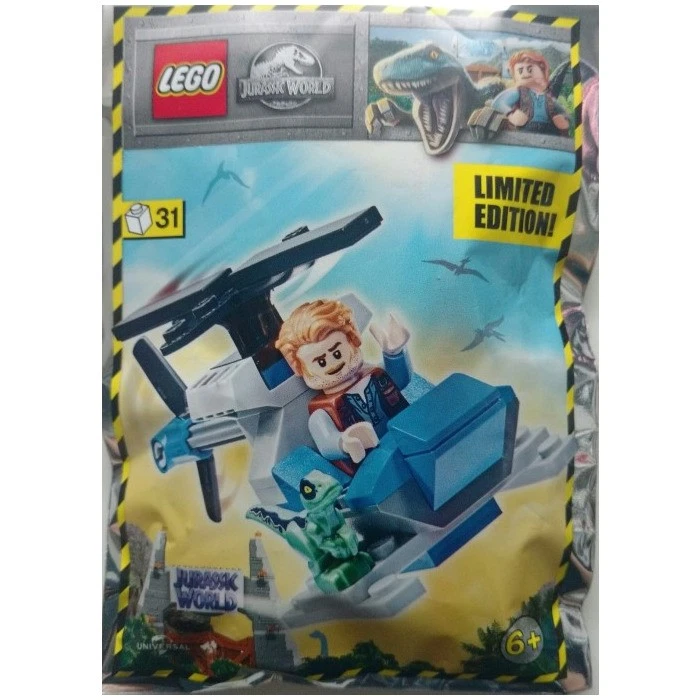 LEGO Jurassic World Owen en Helicóptero Azul con Bolsa de Lámina Raptor 122113 (SELLADO) Foto 1 de 1