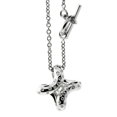 Hermes Vintage Diamond H 18k White Gold Necklace - Image 1 of 3