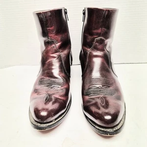 Durango DB955 Side Zip Leather Black Cherry Western Boot Men Size 9D Preowned - Picture 1 of 10