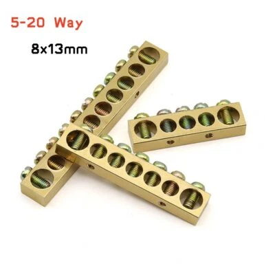 5-20 Way/Hole Neutral/Earth Line Metal Strip Block Terminal Connector 8x13mm - Image 1 of 4