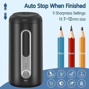 Auto Electric Pencil Sharpener 7-12mm - USB/Battery - 5 Sharpness Settings - Picture 1 of 8