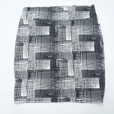 Hybrid & Company Pencil Skirt Women's 3X White Black Polyester Geometric Pull-On Foto 1 de 4