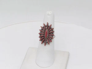Zuni Handmade Elongated Needle Point Coral Ring Size 7 - Picture 1 of 7