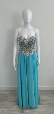 Terani Couture Turquoise and Silver Dress Size 0 (Professionally Dry Cleaned) - Image 1 of 4