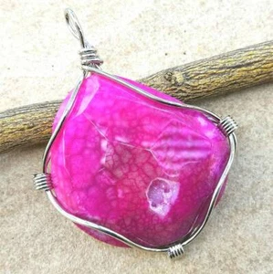 Handmade Botswana Dragone Vene Agata 925 Argento Sterling 2.75 " Ciondolo - Foto 1 di 1