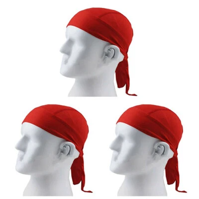 Pacote com 3 bonés caveira cabeça de motocicleta gravata Durag Du-rag gorro ciclismo bandana - Imagem 1 de 4