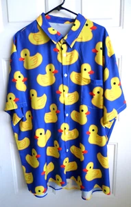Herren gelb Duckies Hemd Größe 4XL flippige Grafik blau und gelb 1 Fronttasche - Bild 1 von 5