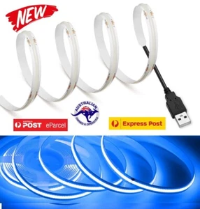 5M BLUE USB 5V Flexible COB LED Strip Light + 1M USB CABLE LEAD - Picture 1 of 5