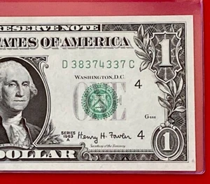 1963 A $1 DOLLAR BILL ( CLEVELAND D ) UNCIRCULATED - Picture 1 of 3