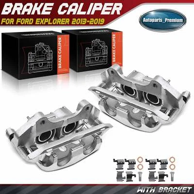 Pair Front Brake Calipers with Bracket for Ford Explorer 2013-2019 Lincoln MKT - Image 1 of 4