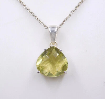 4.90 Gm 925 Sterling Silver Natural Lemon Quartz Gemstone Fine Pendant Size 1" - Image 1 of 3