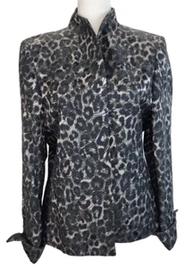 Austin Reed Womens Wool Blend Leopard Print Open Blazer Jacket Size 6 - Picture 1 of 12