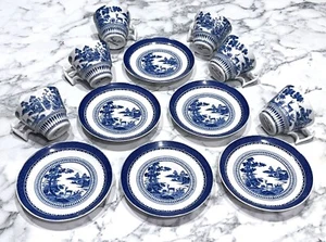 6 Booth's Lowestoft Deer Demitasse Footed Coffee Cup & Saucer Sets 1918+ EC - Picture 1 of 16