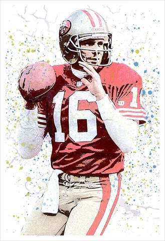 Joe Montana - Splatter Art poster print Cover