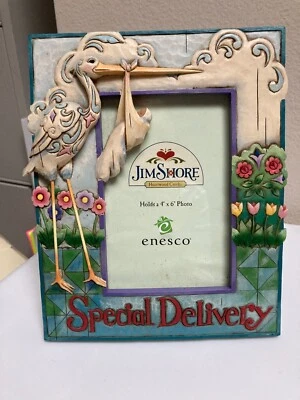 Jim Shore "Special Delivery" Frame 9” Stork Baby Picture 4" x 6" photo Foto 1 de 4