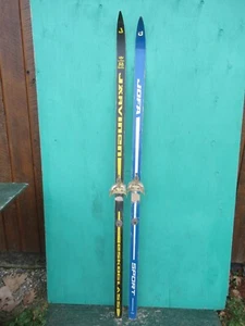 Vintage Wooden Skis 71" Long Original Finish and Metal Bindings - Picture 1 of 3