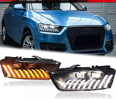 Conjunto de faros proyectores secuenciales LED DRL estilo RS AUDI Q3 2013-2018 Foto 1 de 4