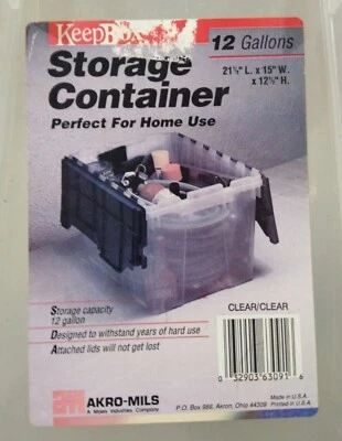 Recipiente AKRO-MILS Keep Box com tampa 12 gal LIMPO/CLARO - Imagem 1 de 4