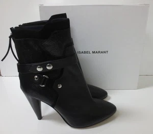 ISABEL MARANT Redford Harness Mixed Leather Black Boots Sz 36 NEW IN BOX $1170 - Picture 1 of 6