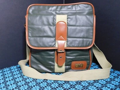 Bolso Mensajero De Colección Dianne Von Furstenberg Viaje Noche Verde Marrón DVF Foto 1 de 4