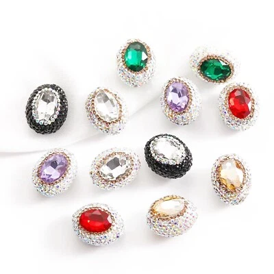 2 piezas cuentas de huevo de paloma ovaladas diamantes cristal Y2K de fantasía princesa 18x22 mm hágalo usted mismo encanto Foto 1 de 4