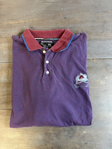 Mens NHL Colorado Avalanche Polo Style Shirt Size XL Hockey Rules Vintage Cover