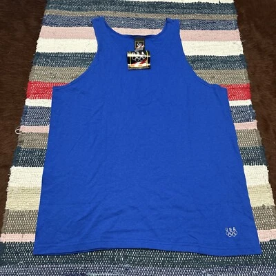 Camiseta sin mangas azul grande JC Penney de colección de los años 90 nueva con etiquetas L Juegos Olímpicos de EE. UU. STOCK MUERTO Foto 1 de 4